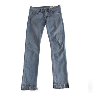 Rag & Bone Size 25 Light wash Blue Capri Distressed Step Hem Jeans